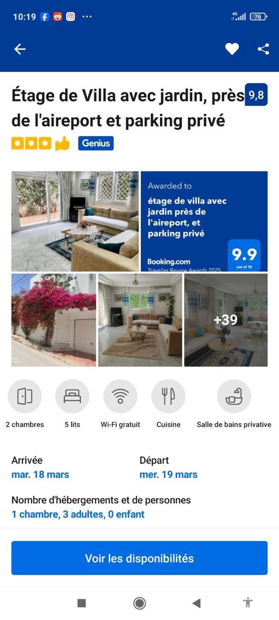 Etage De Villa Avec Jardin, Pres De L'Aireport Et Parking Prive Ariana Exteriér fotografie